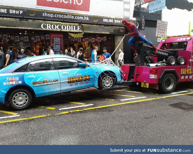 Spider-Man tow truck in Hong Kong