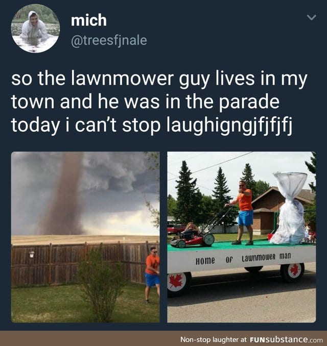 Lawnmower guy covering some ground