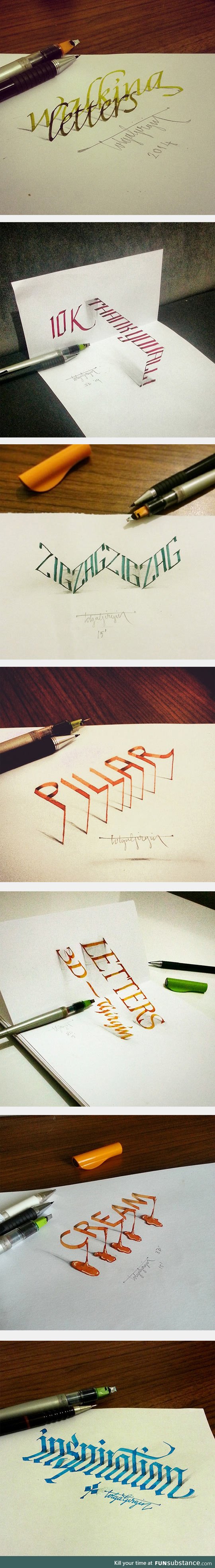 Beautiful examples of anamorphic lettering