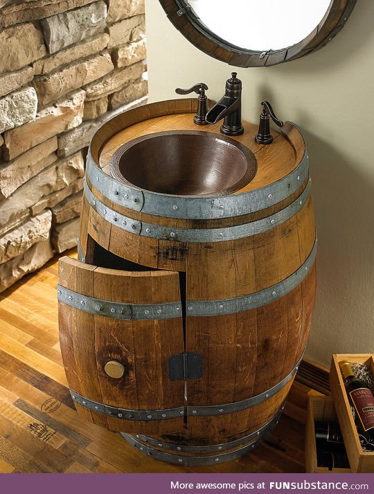 Made from a very old wine barrel