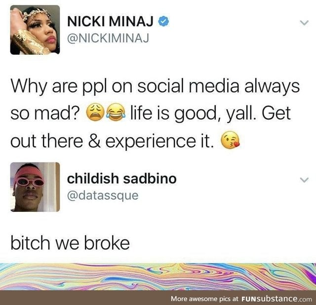 Nicki Minaj  asks a questions and gets a perfect answer