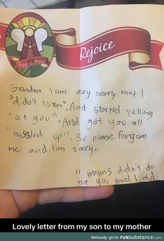 "Apology" letter