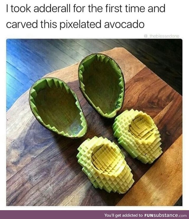 Pixelated avocado