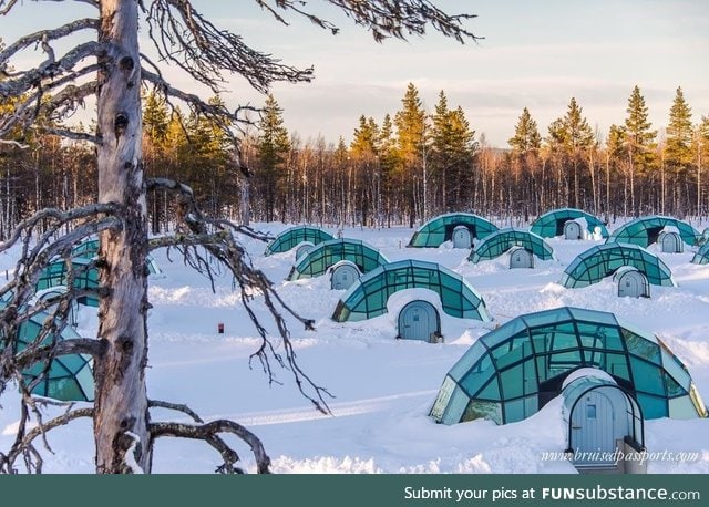 Glass igloos in Finland for watching the Northern Lights