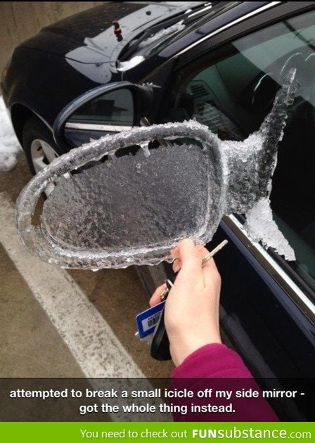 Ice on the side mirror