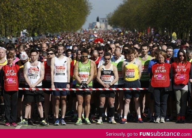 The London Marathon started with a moment of silence for Boston