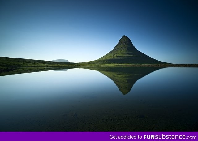 Stunning reflection in Kirkjufell, Iceland