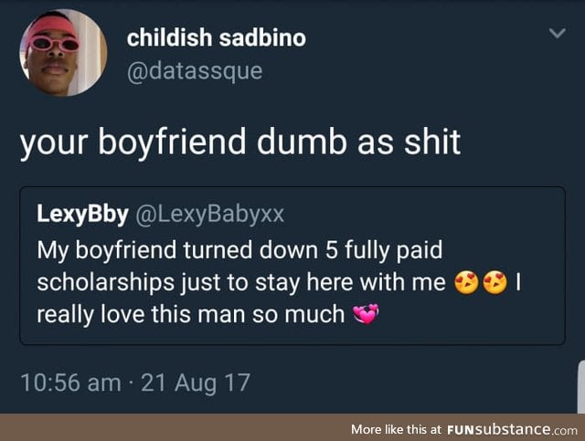 Now her boyfriend is going to work at McDonald