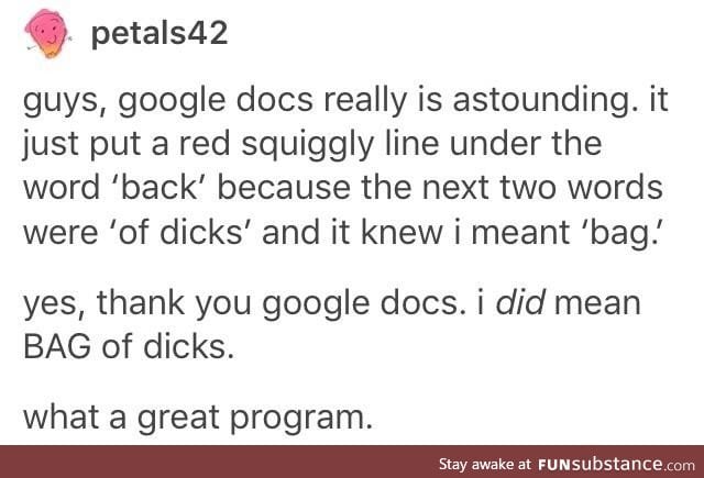 Thanks, google docs