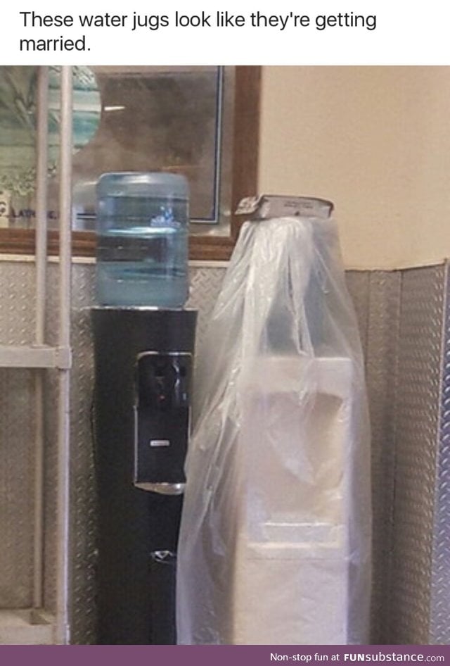 Water jugs getting married