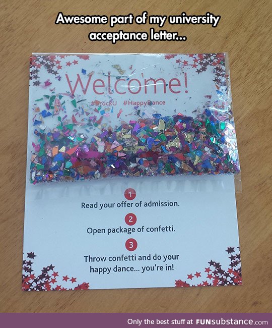 Acceptance letter with a twist