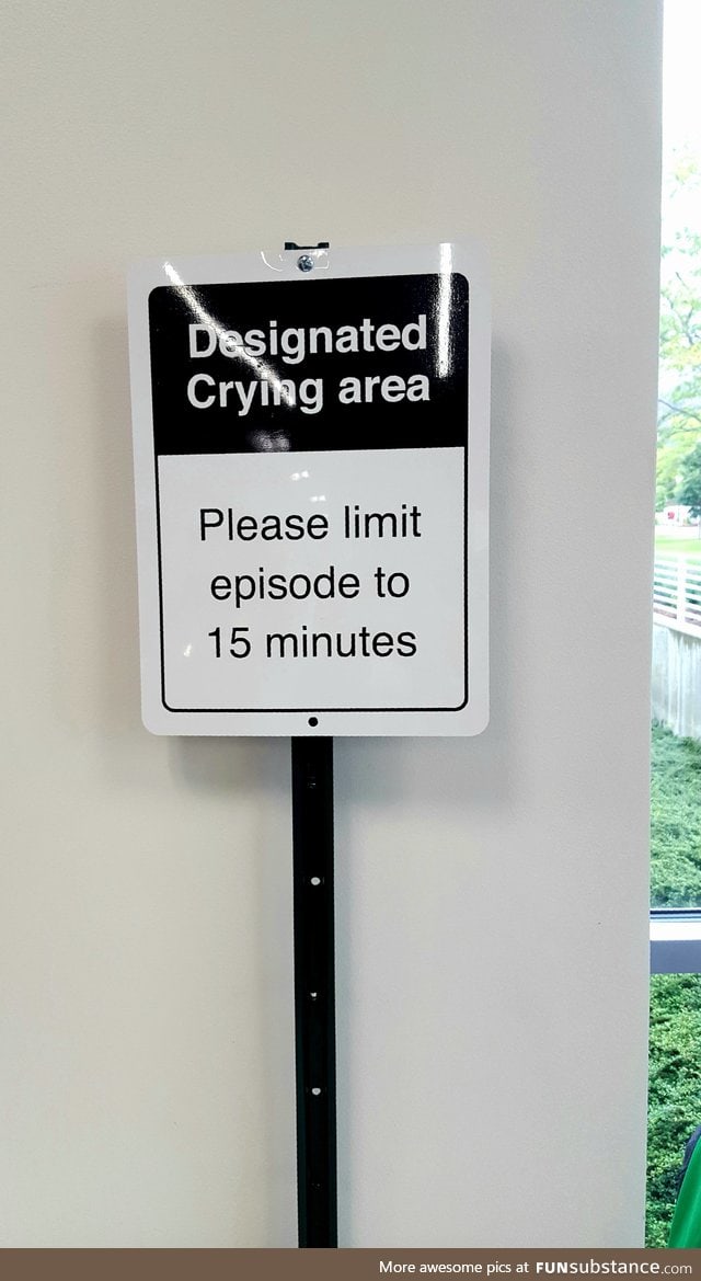 Designated crying area in university's testing center