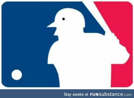 If you put a dot on the Major League Baseball logo, it looks like a bird with arms