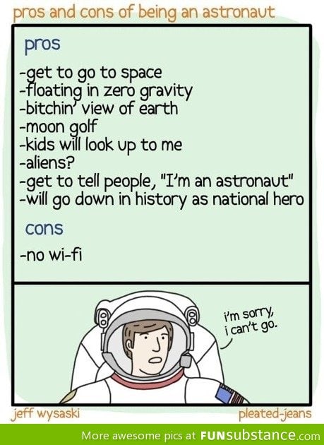 Pros and cons of being an astronaut
