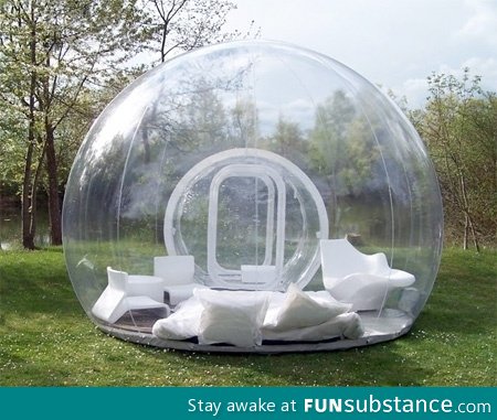 An inflatable lawn tent. Imagine laying in it while it's raining