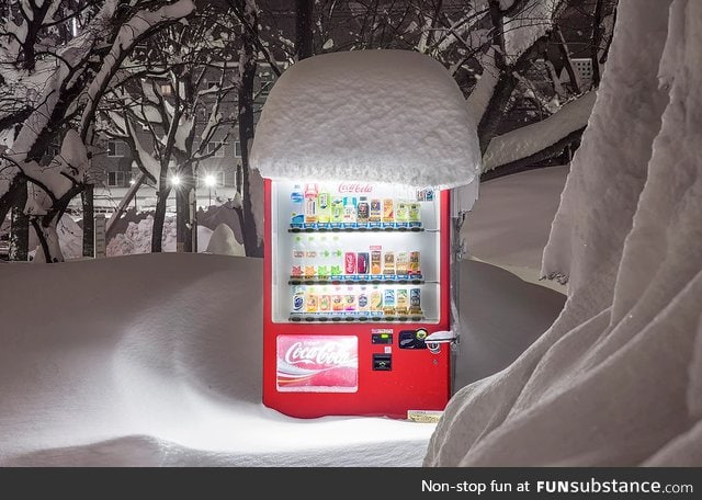 A Japanese Coke Machine in the Snow
