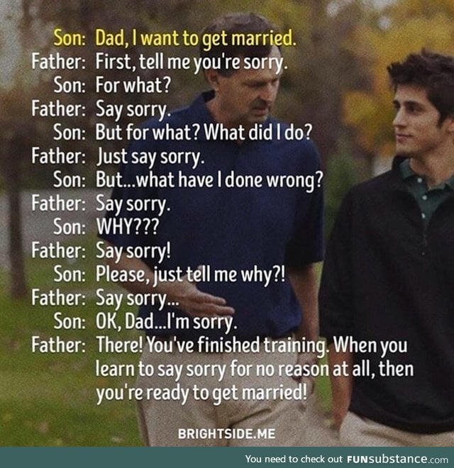Dad preparing his son for marriage