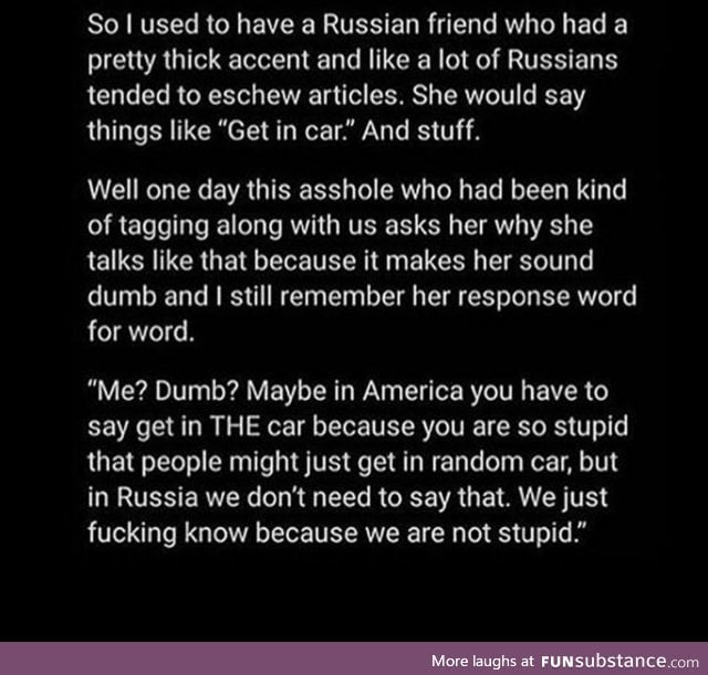 Russian isn't as stupid as American