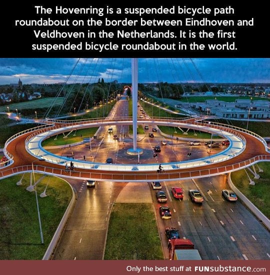 The first suspended bicycle roundabout in the world