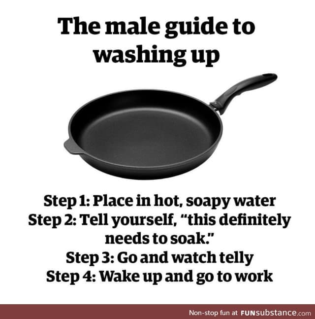 Could be repost: 'Male guide to washing up'