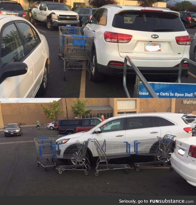 This guy was parked in front of the shopping cart stall