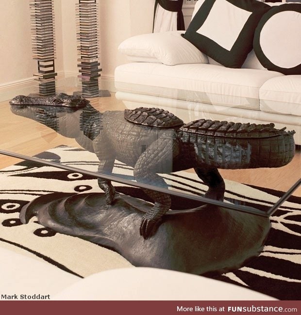 Partially submerged Alligator coffee table