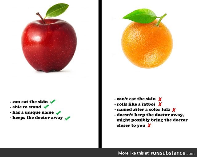 Comparing apples to oranges... Haha gettit