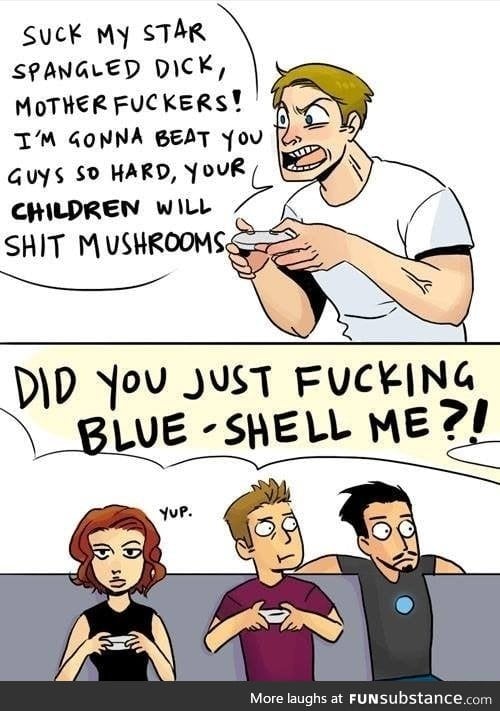 The blue shell makes everyone angry
