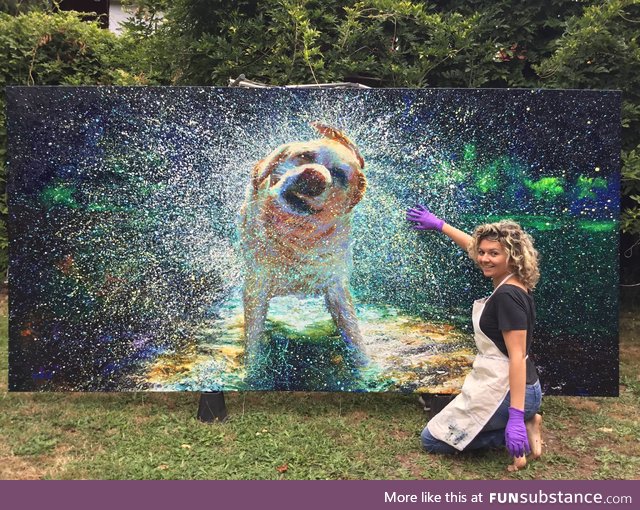 An artist and her finger painting