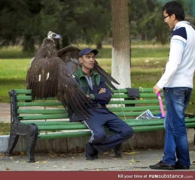 Just a guy in the park...With his vulture