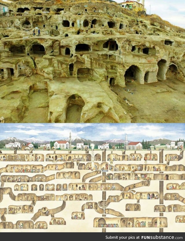 Derinkuyu is the largest excavated underground city, which could house over 20,000 people