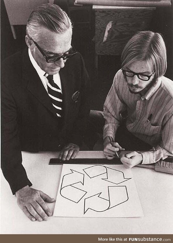 Gary Anderson, the guy who, at age 23, designed the recycling logo for a contest in 1970