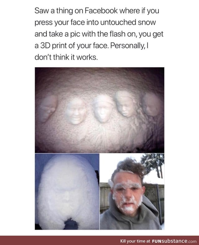 3D print your face in snow