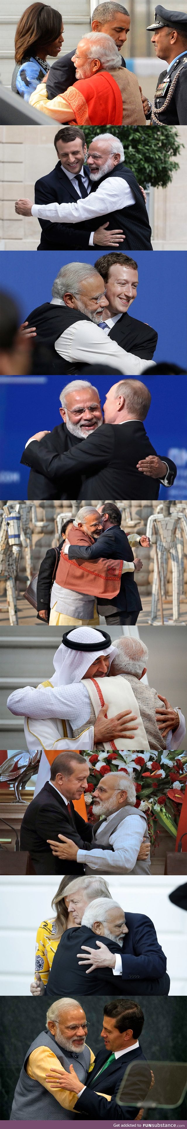 The Prime Minister of India doesn't care who you are, he just wants to hug you