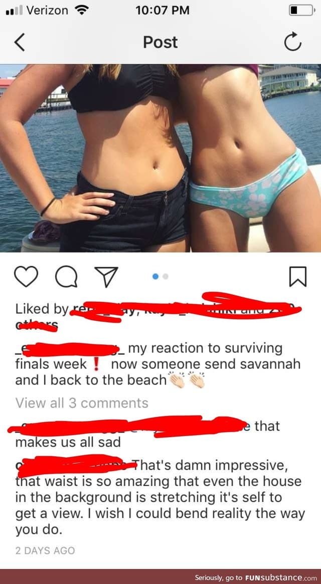 The post was deleted shortly after she read the comment