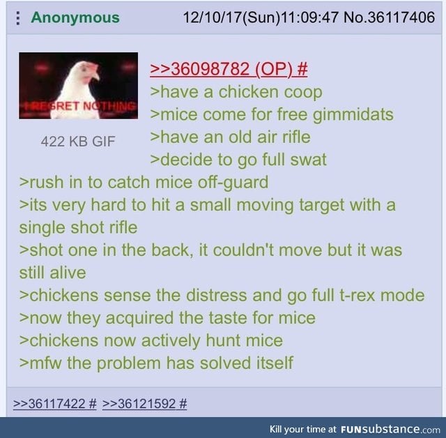 Anon keeps chickens