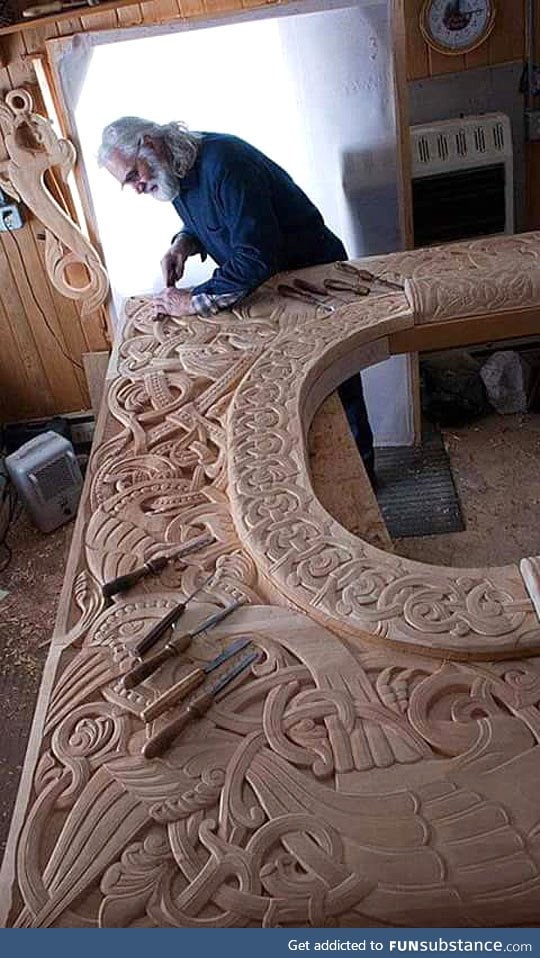 Awesome viking wood carving