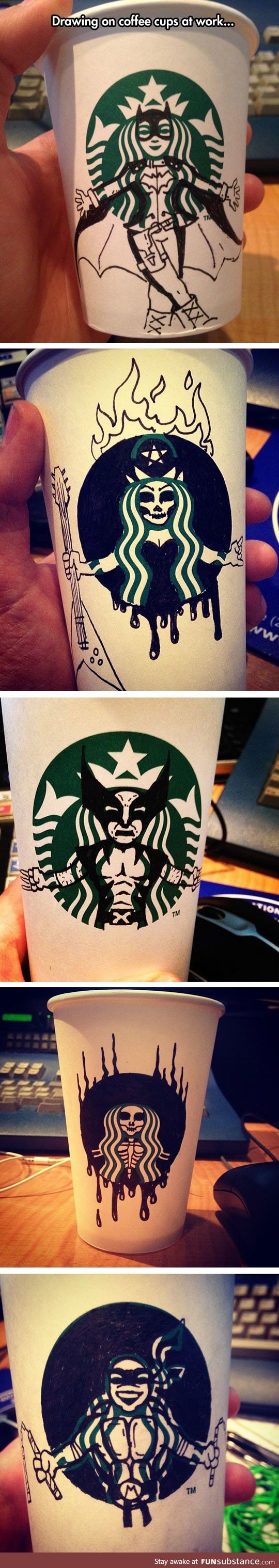 Starbucks should pay him for these awesome designs