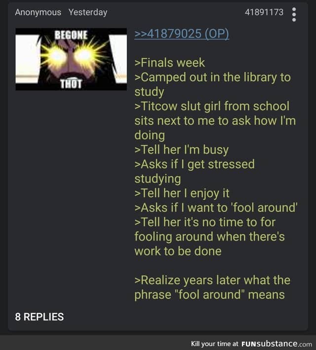 Anon has his priorities straight