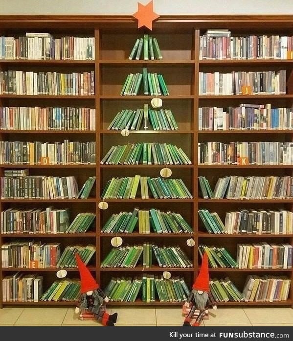 Christmas tree at a public library