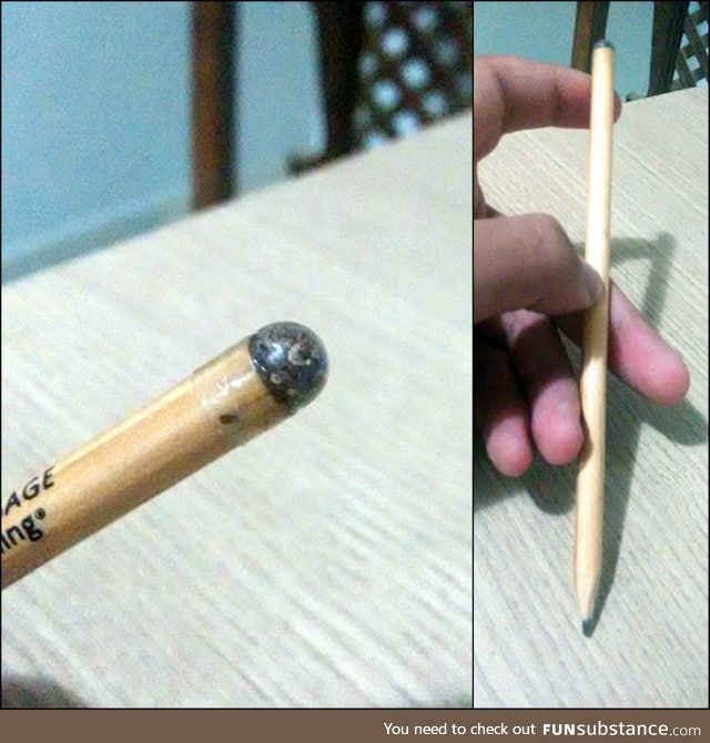 This pencil has seeds on the tip, so when it's too small to use it you can plant it