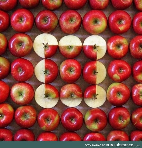 Apples cut from above
