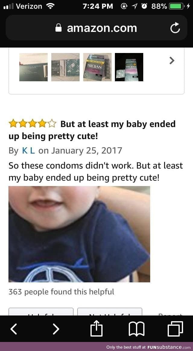 This comment for ultra thin Trojan condoms on Amazon