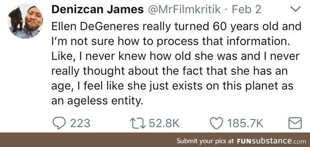 Ellen Degeneres is 60 years old