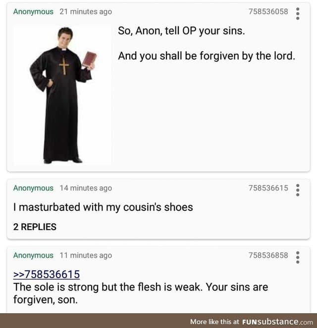 Anon's sins are forgiven