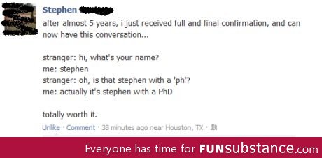 Stephen with a PhD