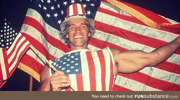 Arnold Schwarzenegger on the day he received his American citizenship