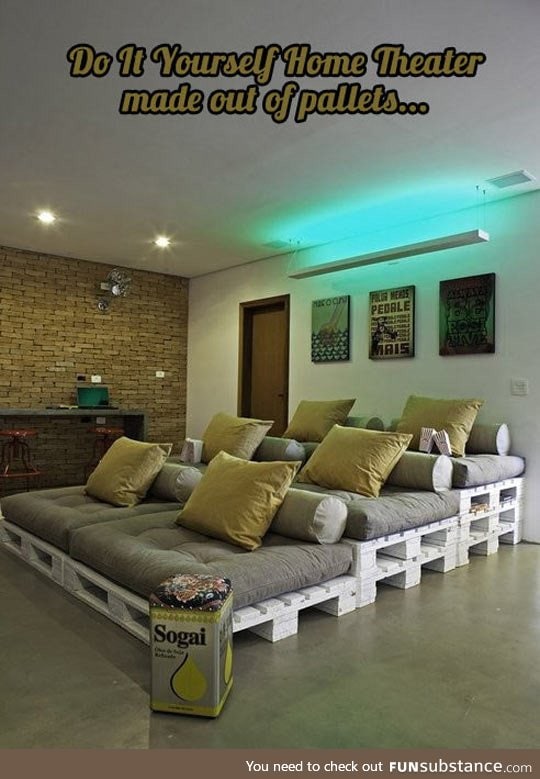 Home theater made out of pallets