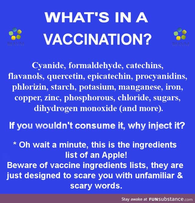 Vaccination ingredients list