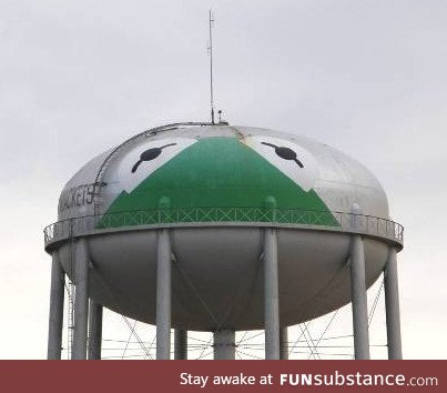 There's a small town in west Texas called Kermit. This is their water tower
